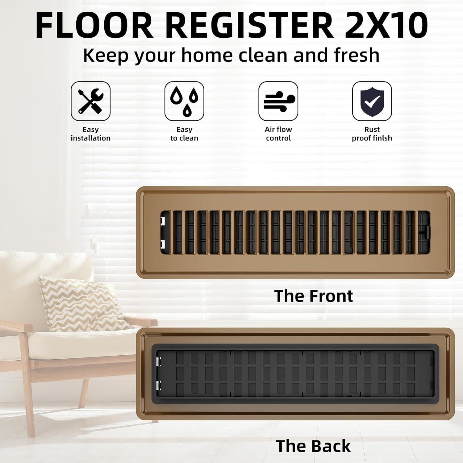 Registro de Piso 5.08x25.4 cm Marrón Acero 4 Piezas Accord