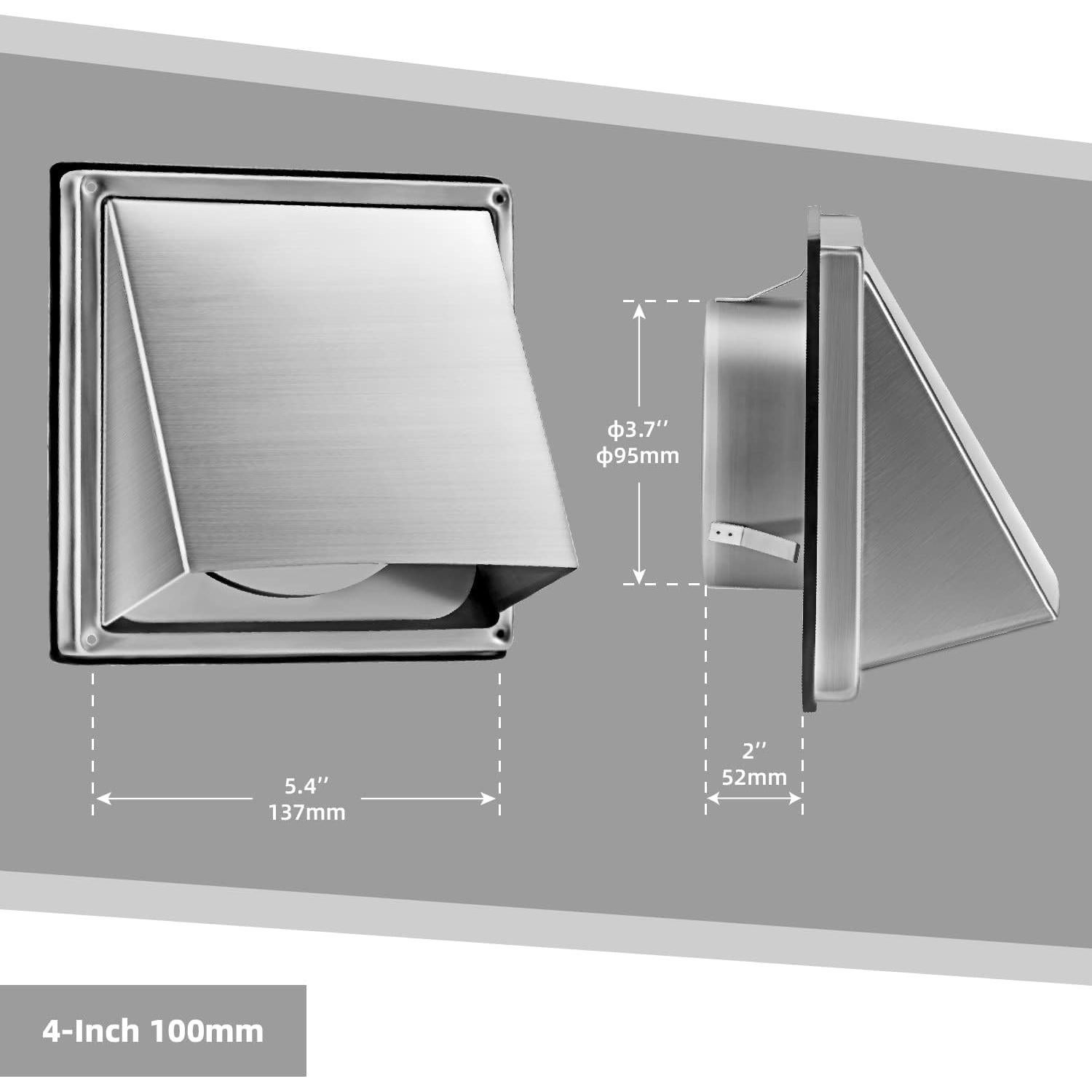 Extractor de Pared Externo FRESH SPEED 100mm Acero Inoxidable