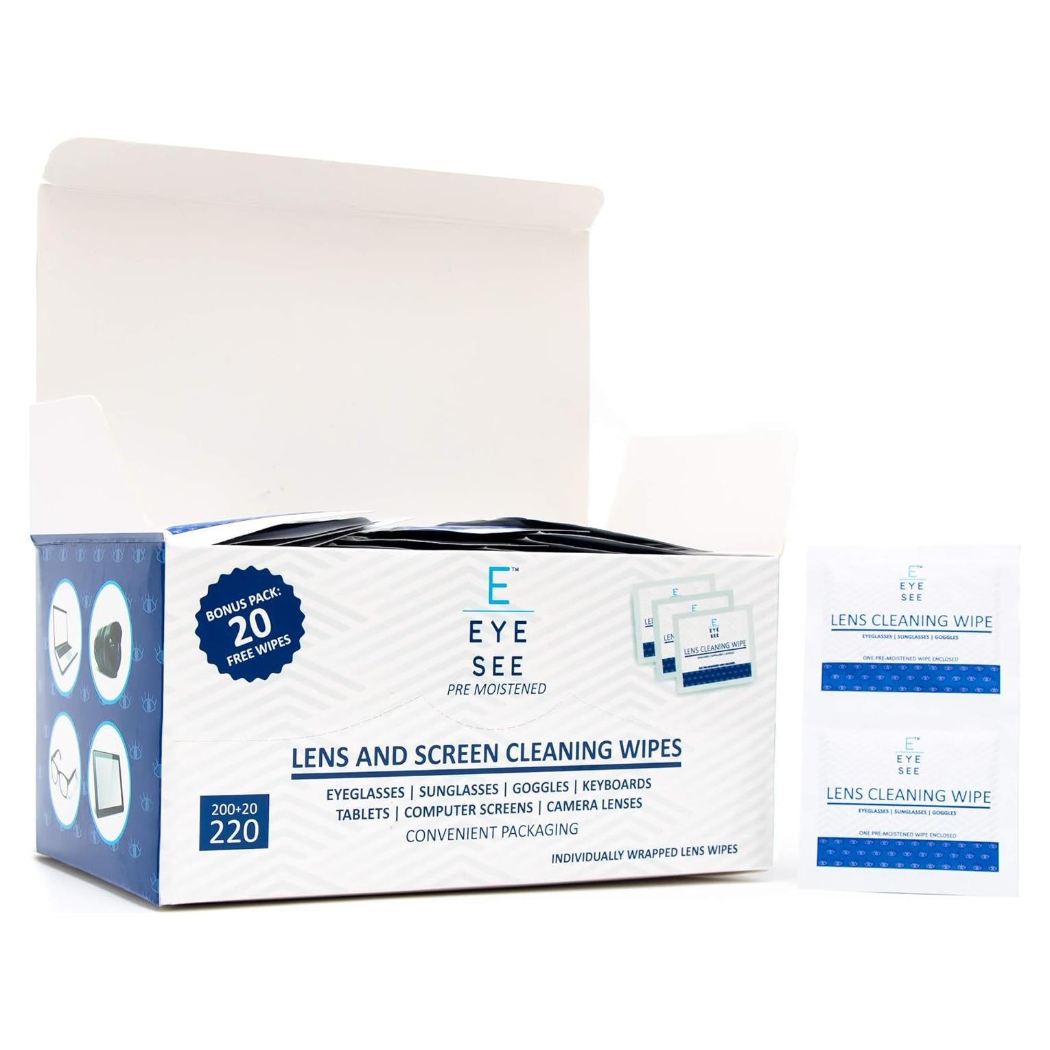 Toallitas de limpieza de lentes Eye See - 220 unidades