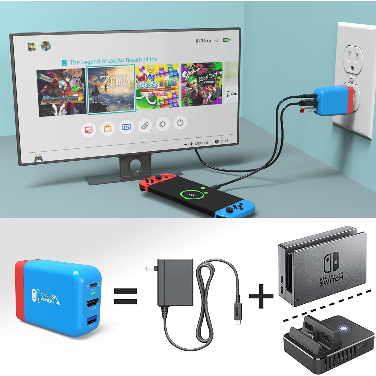 Estación de Acoplamiento Portátil Techigher 65W HDMI 4K USB-C