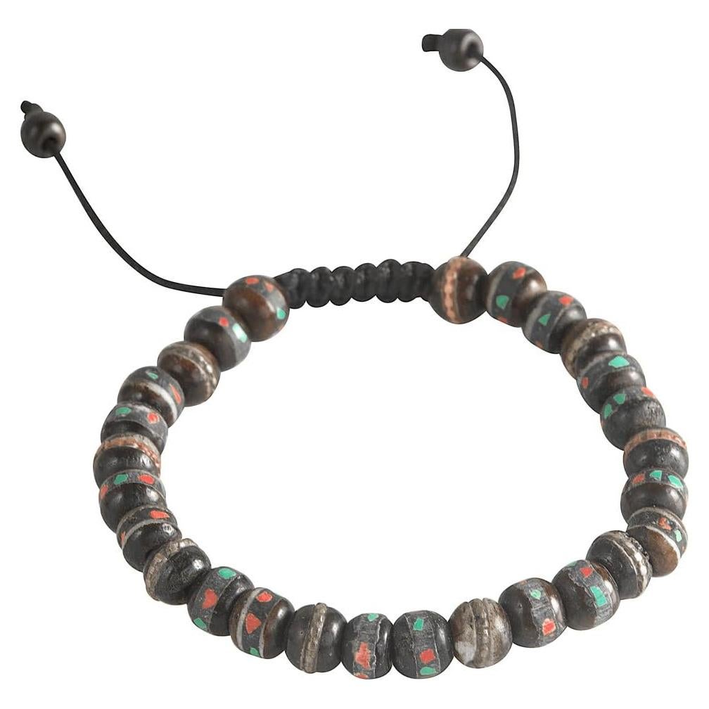 Pulsera Mala de Hueso de Yak Tibetano Tribu Azul para Meditación