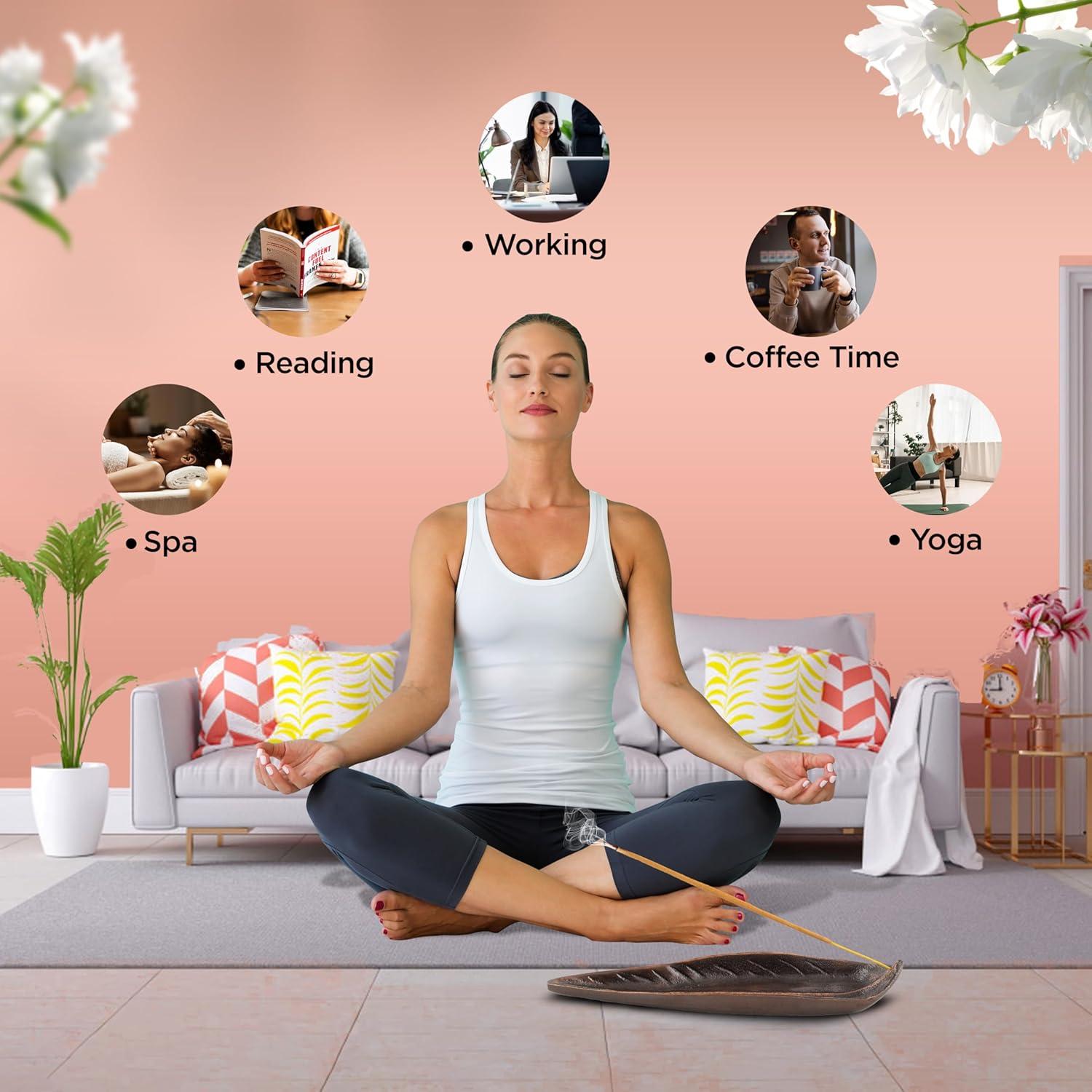 Soporte de Incienso Raajsee Cobre Hoja Curva 25.4x8.9 cm