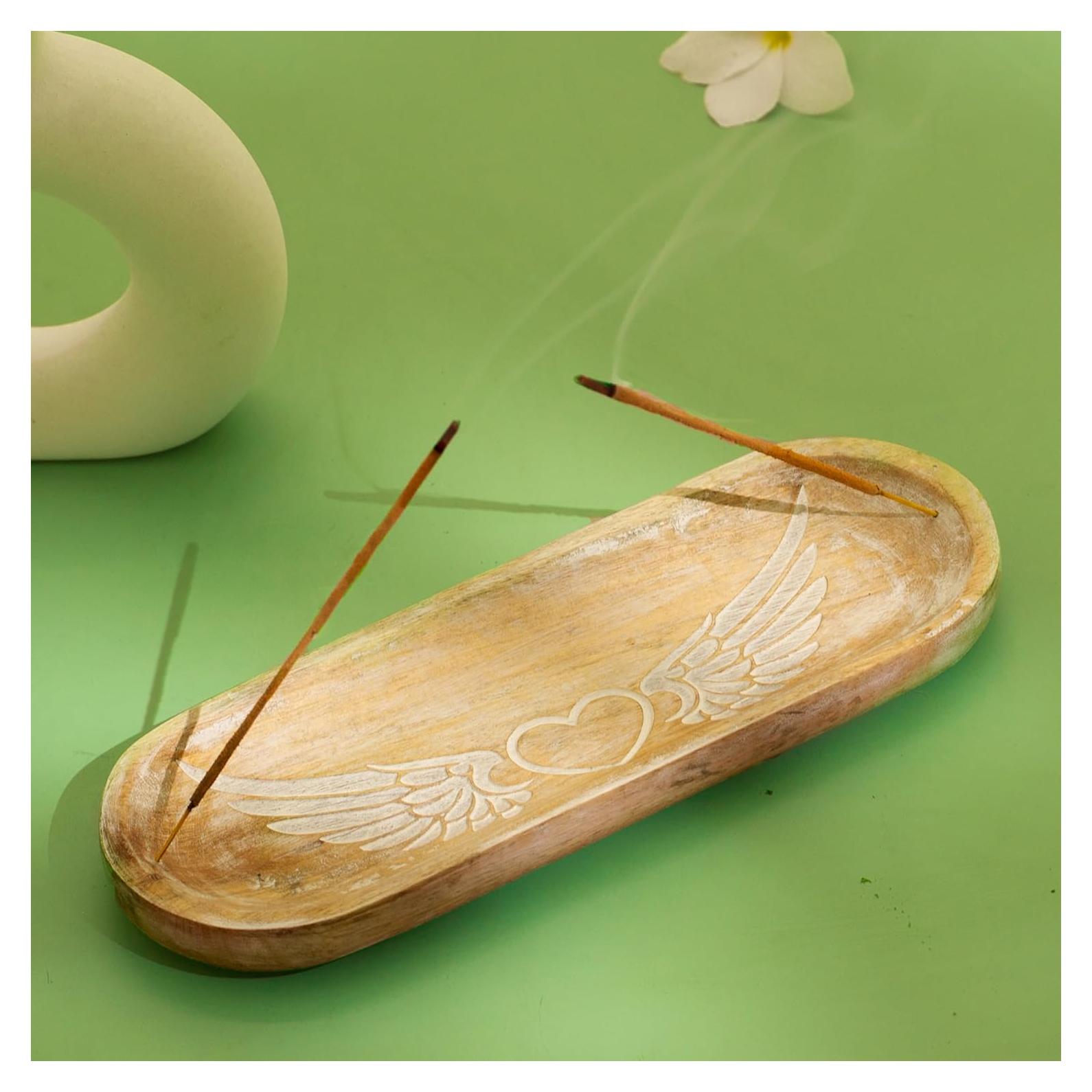 Soporte de Incienso Tallado a Mano UnitedPrime 28x10 cm