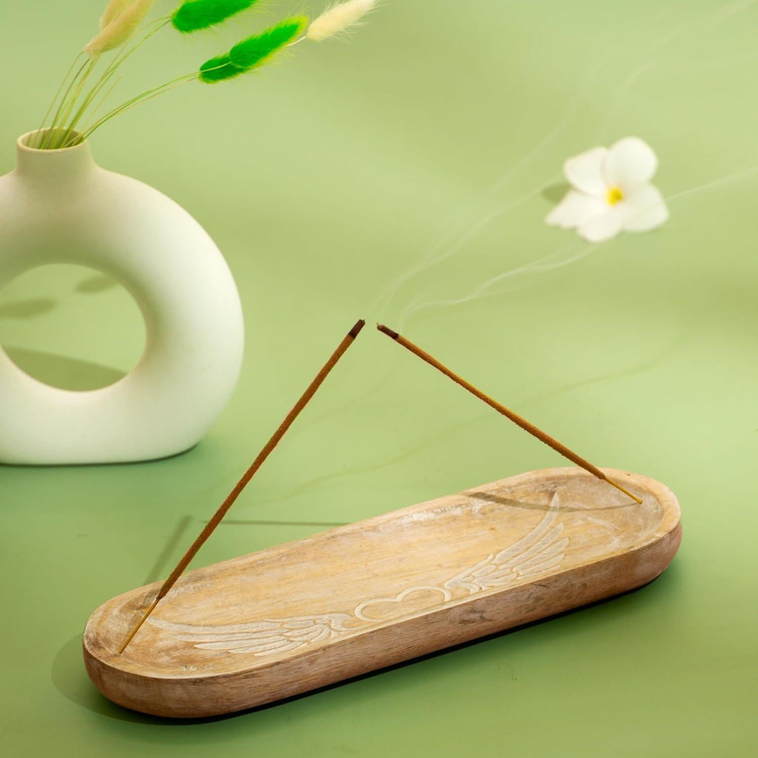 Soporte de Incienso Tallado a Mano UnitedPrime 28x10 cm