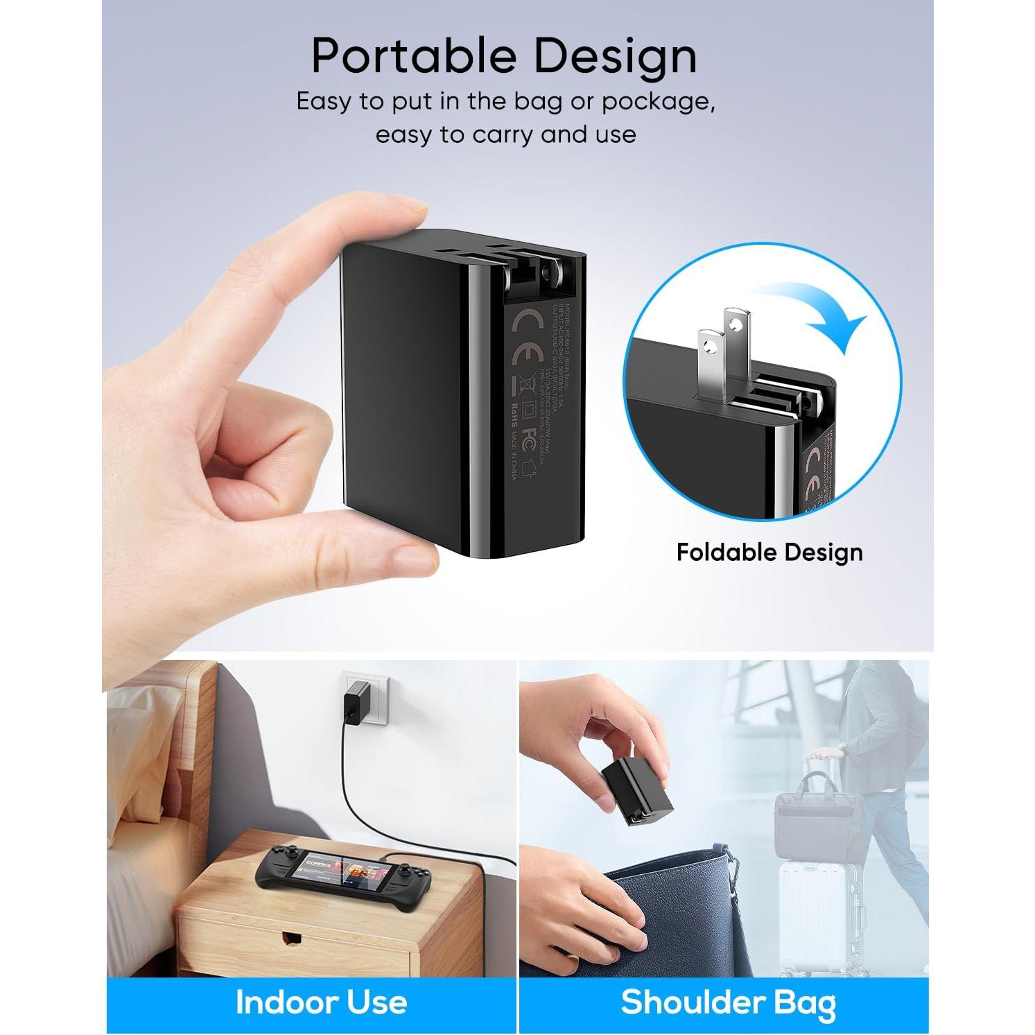 Cargador Rápido USB C 65W MEENEA con Cable 2m para Steam Deck