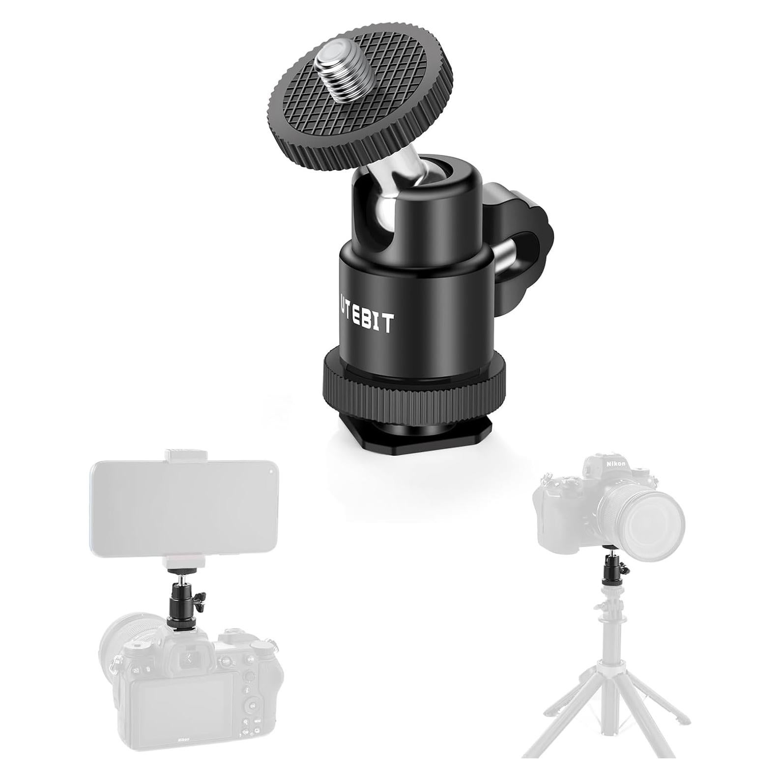 Cabezal de bola de trípode UTEBIT 12mm 2 paquetes con zapata 1/4"