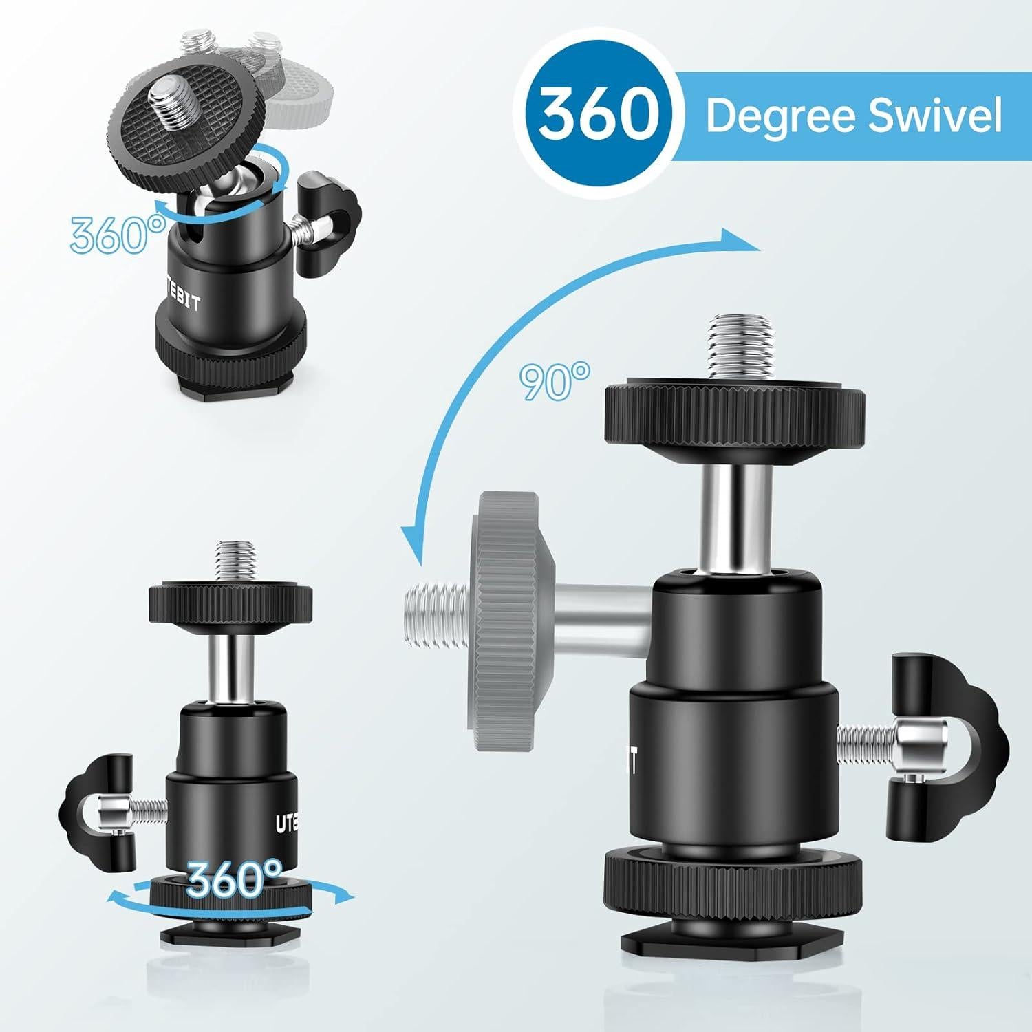 Cabezal de bola de trípode UTEBIT 12mm 2 paquetes con zapata 1/4"