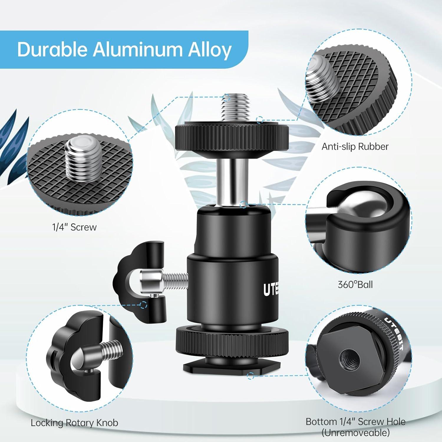 Cabezal de bola de trípode UTEBIT 12mm 2 paquetes con zapata 1/4"
