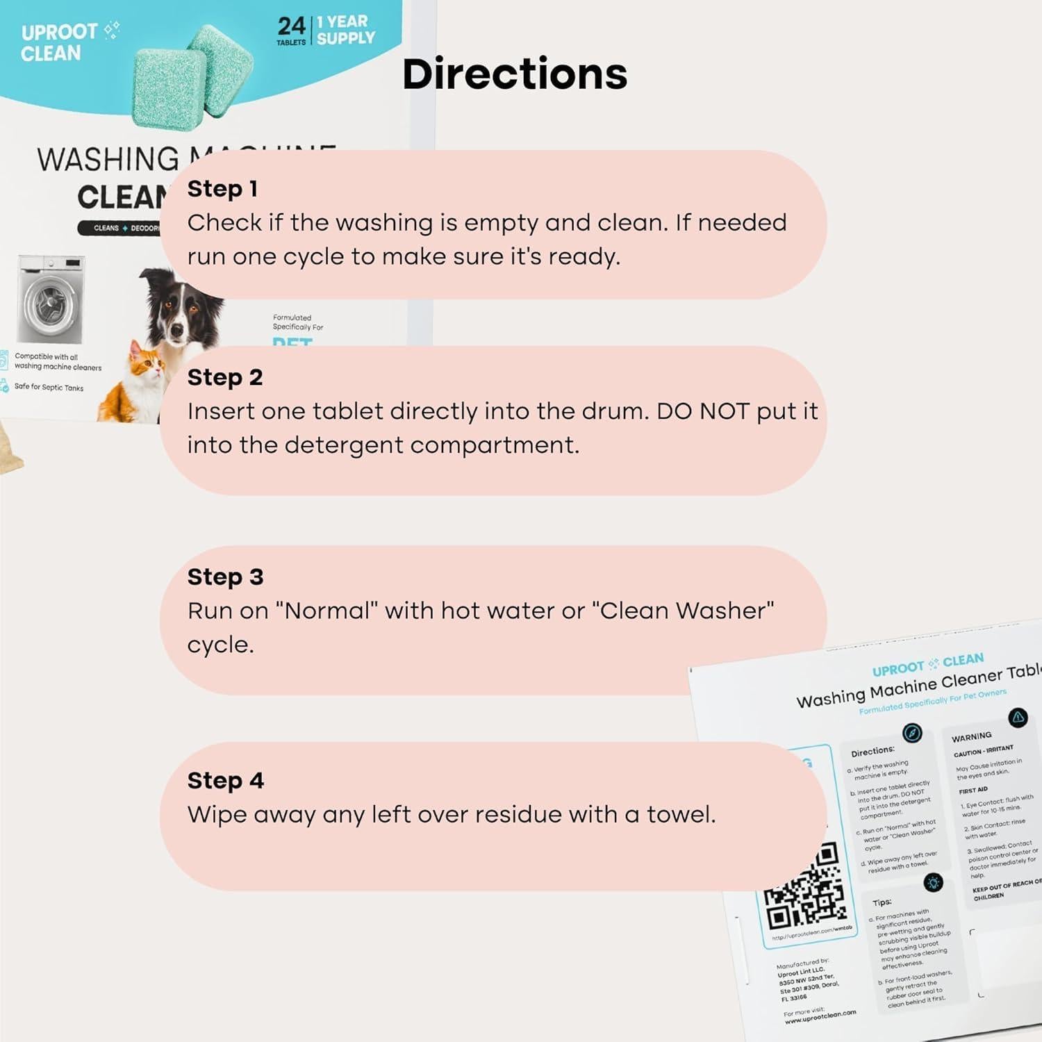 Tabletas Limpiadoras de Lavadora Uproot Clean - 24 Unidades