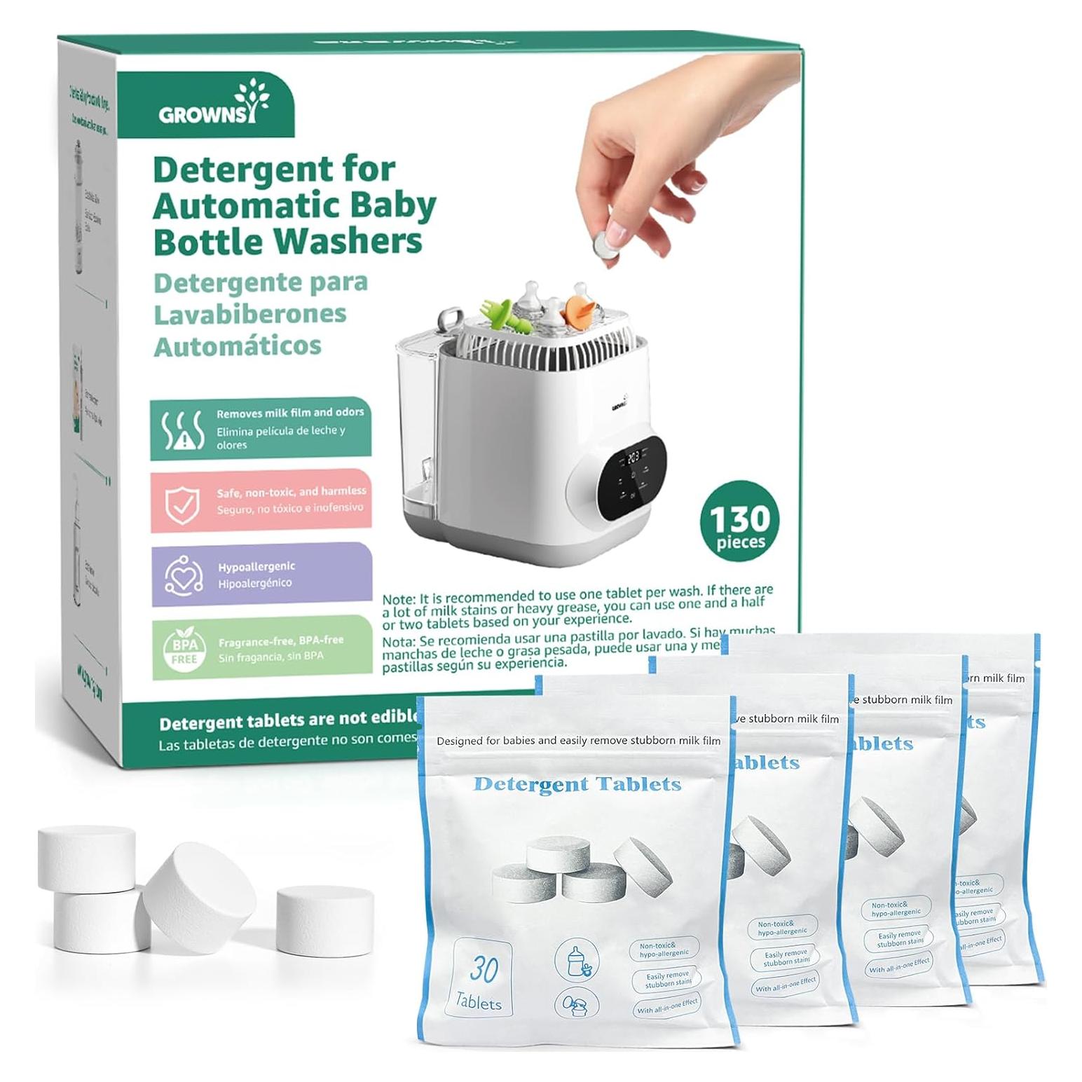 Tabletas de Detergente GROWNSY 130 PCS para Biberones