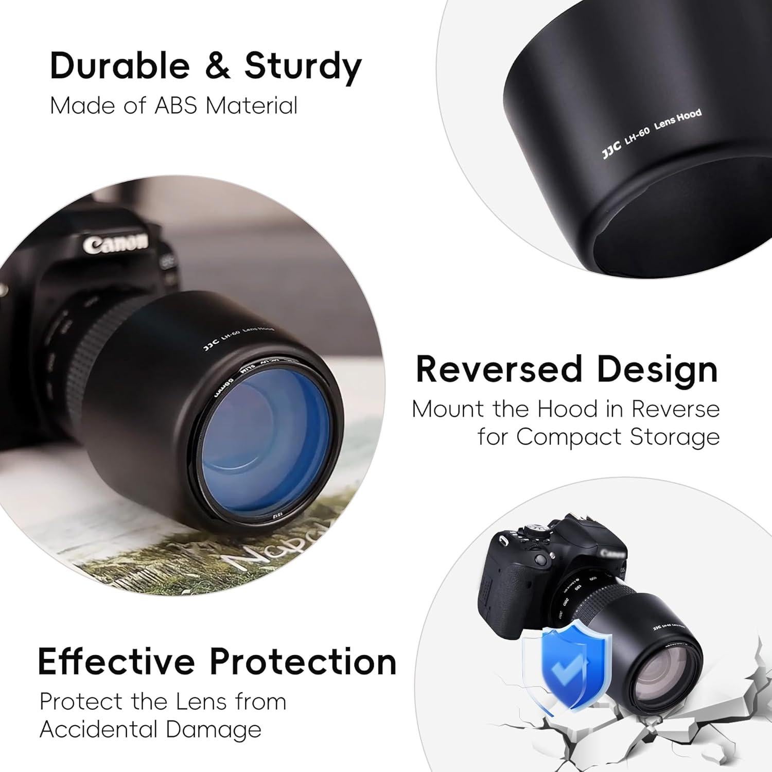 Protector de Sombreado de Lente Reversible Jinjiacheng ET-60 para Canon