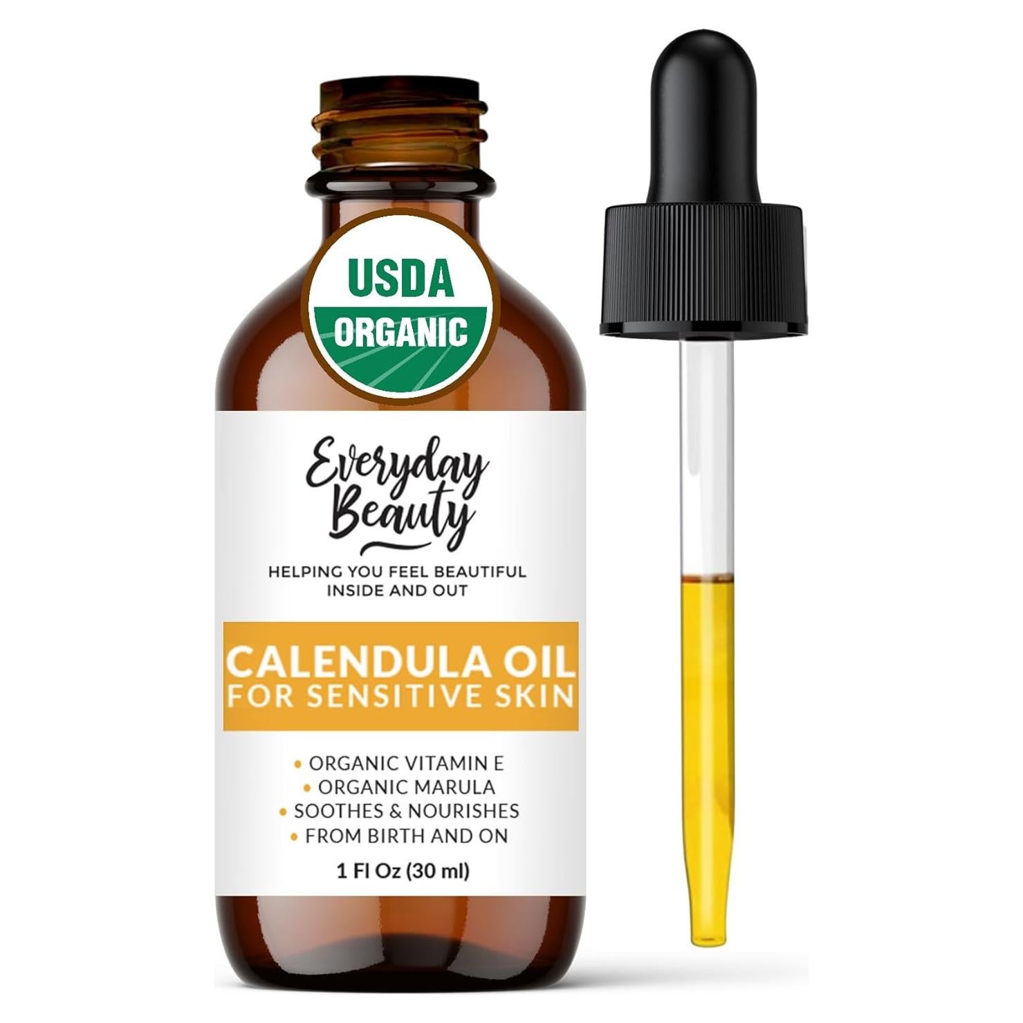 Aceite de Caléndula Orgánico 29.57 ml Belleza Cotidiana Piel Sensible