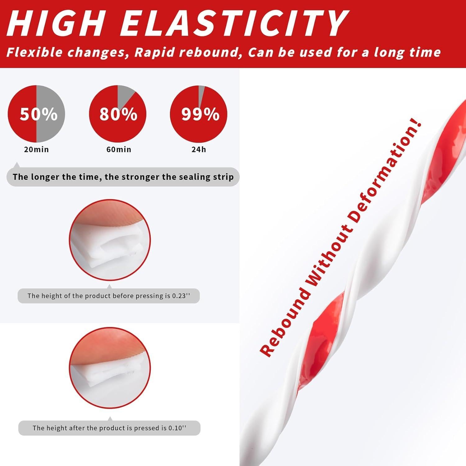 Tira de Sellado de Goma BISOTHAI 40 Pies Aislamiento Acústico Blanco