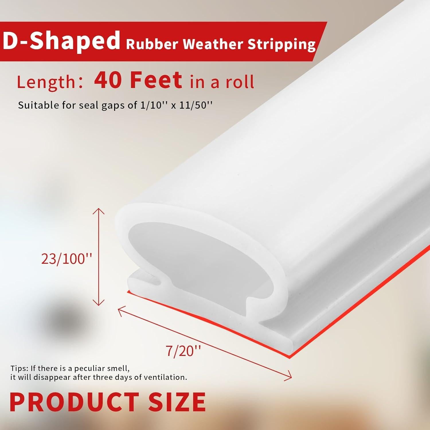 Tira de Sellado de Goma BISOTHAI 40 Pies Aislamiento Acústico Blanco