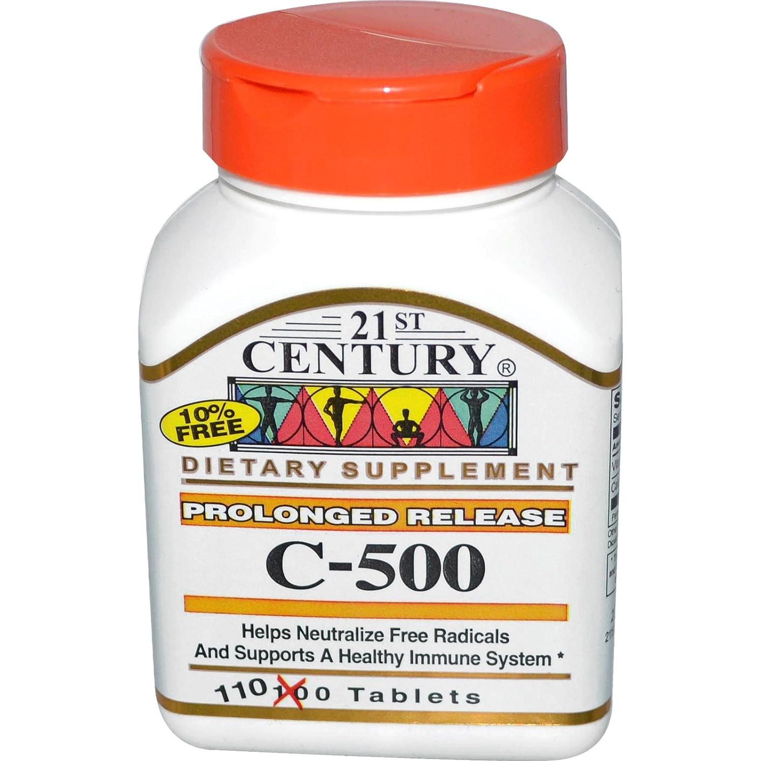 Tabletas de Vitamina C 500 mg 21st Century - 110 unidades