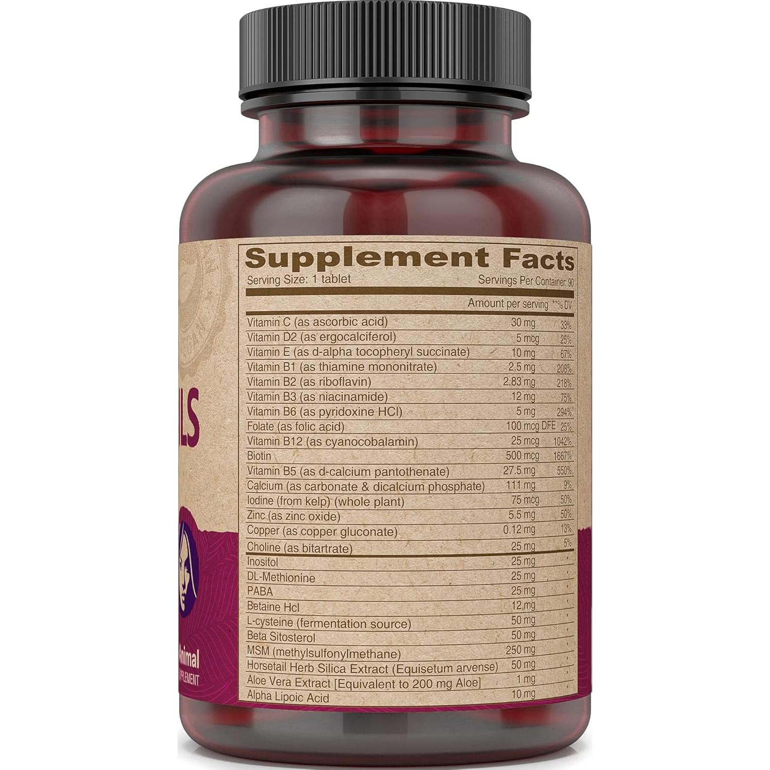 Suplemento Vegano DEVA para Cabello, Uñas y Piel - 90 Tabletas con Biotina