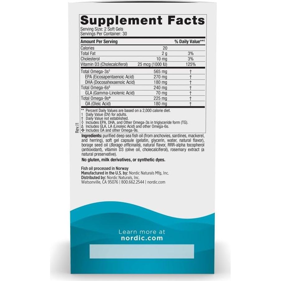 Omega-D3 Completo Nordic Naturals 60 Gelatinas Blandas 565 mg