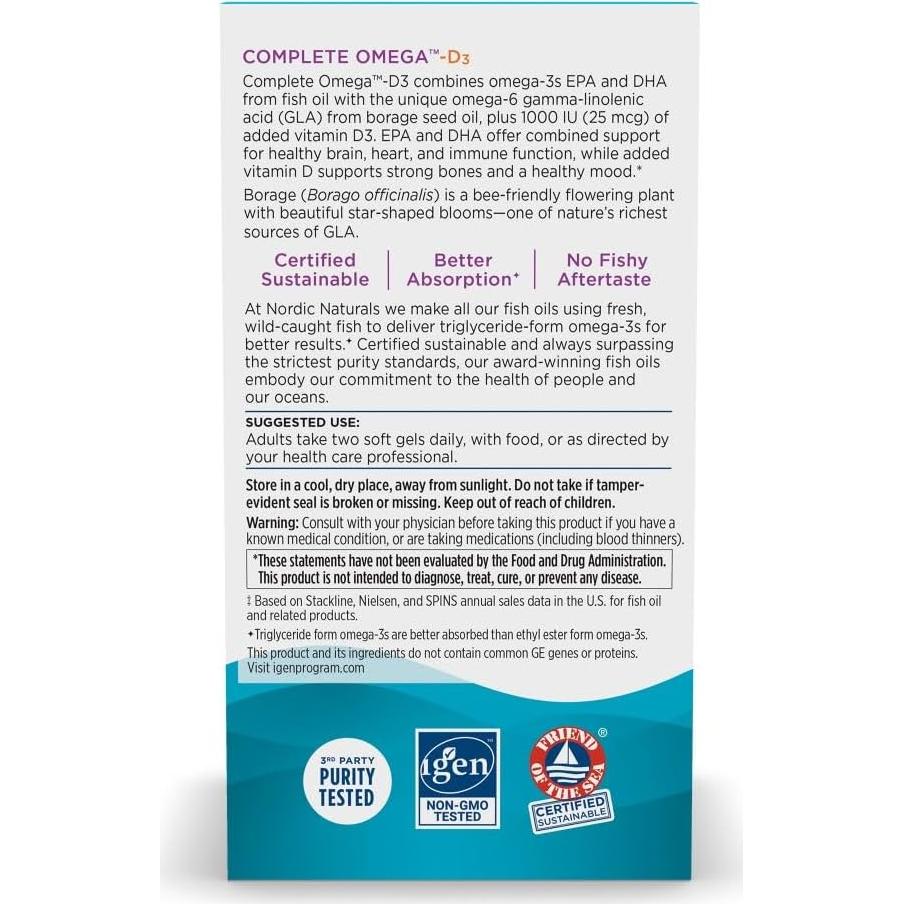 Omega-D3 Completo Nordic Naturals 60 Gelatinas Blandas 565 mg