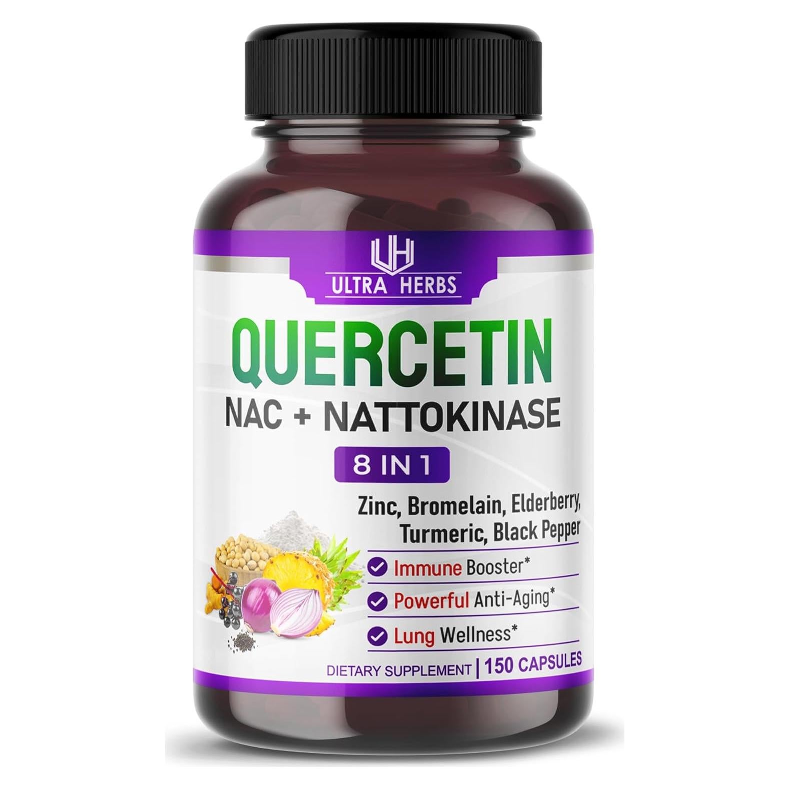 Suplemento Quercetina Ultra Herbs 150 Cápsulas Antioxidante 8 en 1