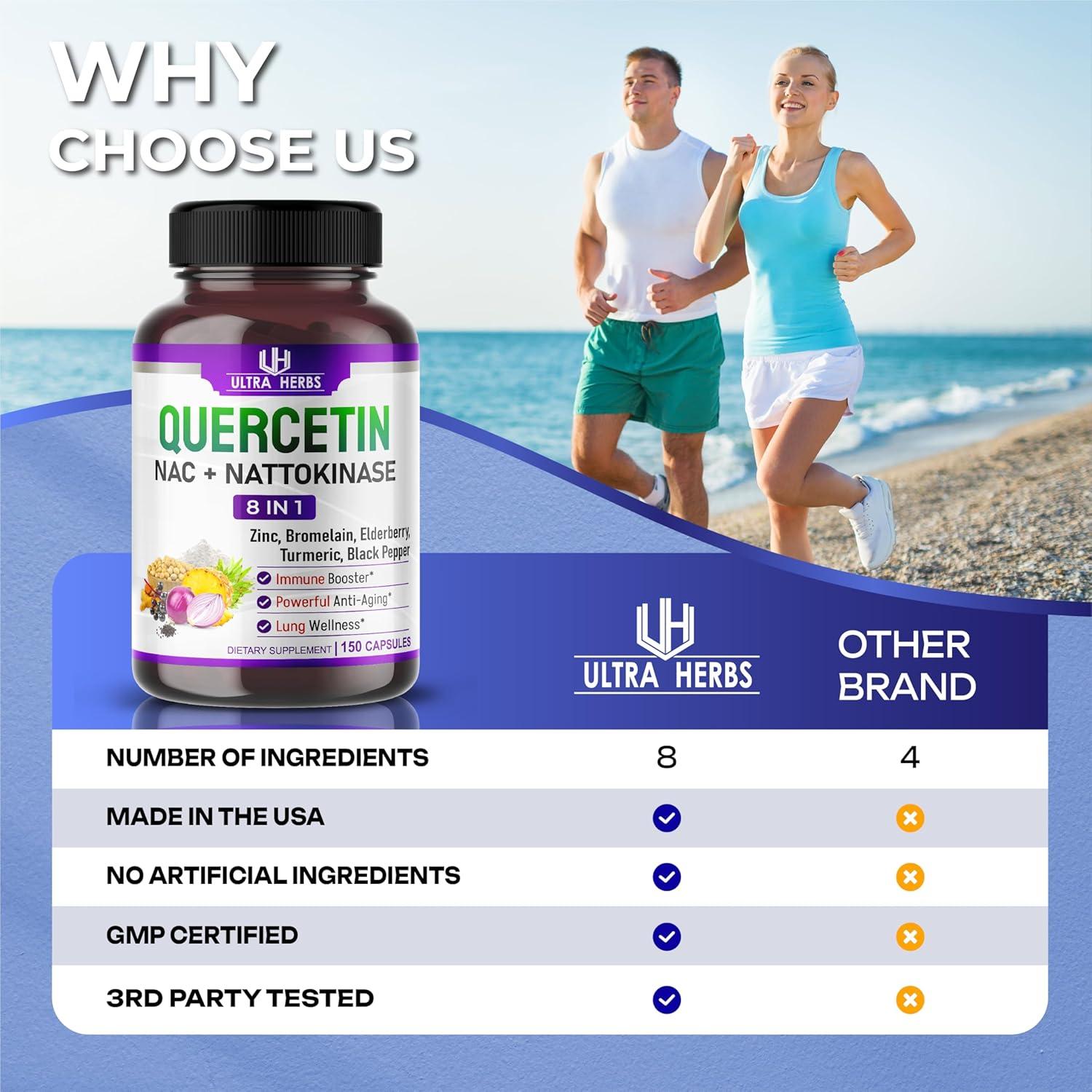 Suplemento Quercetina Ultra Herbs 150 Cápsulas Antioxidante 8 en 1