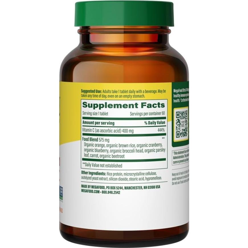 MegaFood Ultra C 400 mg - Suplemento Vegano Inmunológico 60 Tabletas