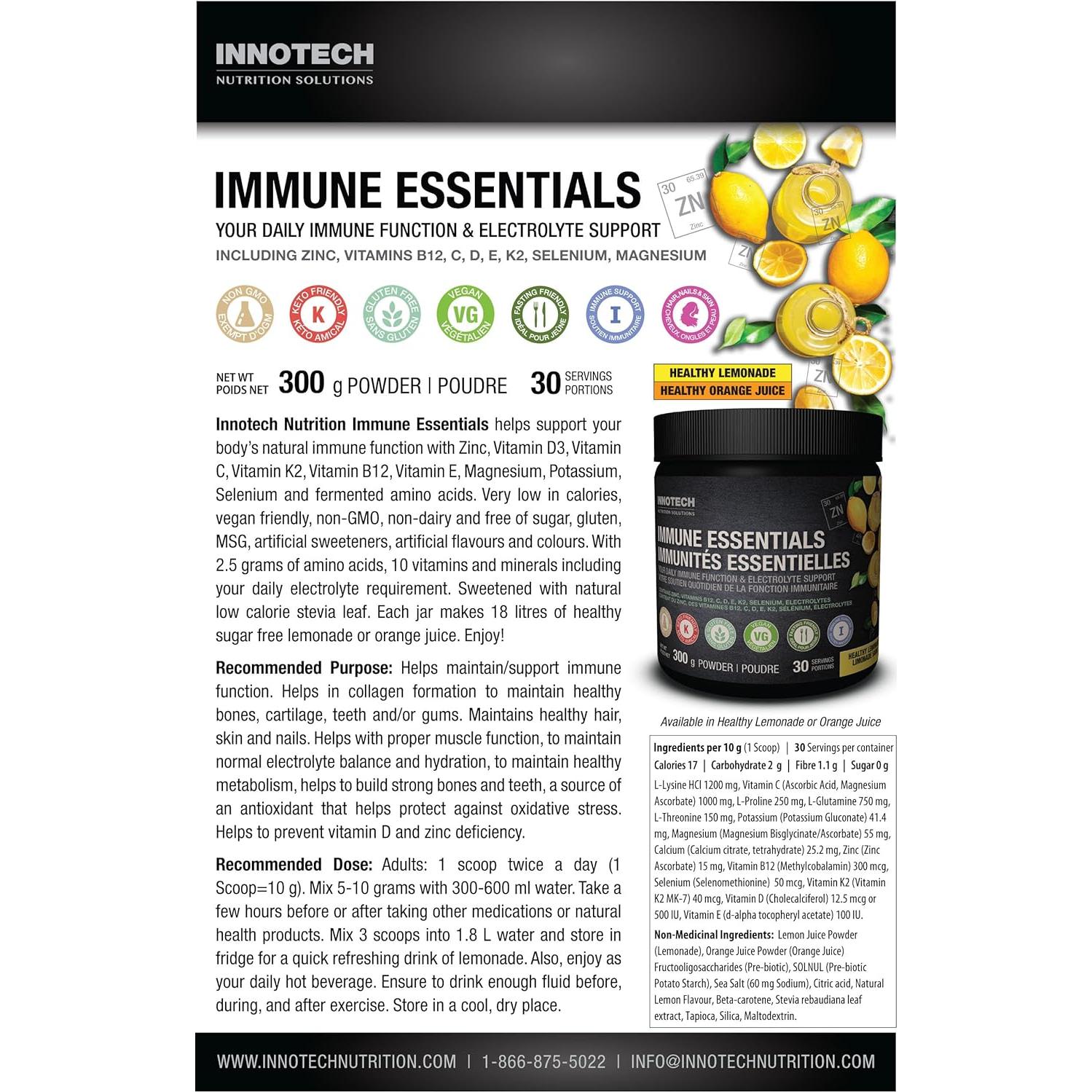 Esenciales Inmunes Innotech 300g Limón - Suplemento Inmunológico