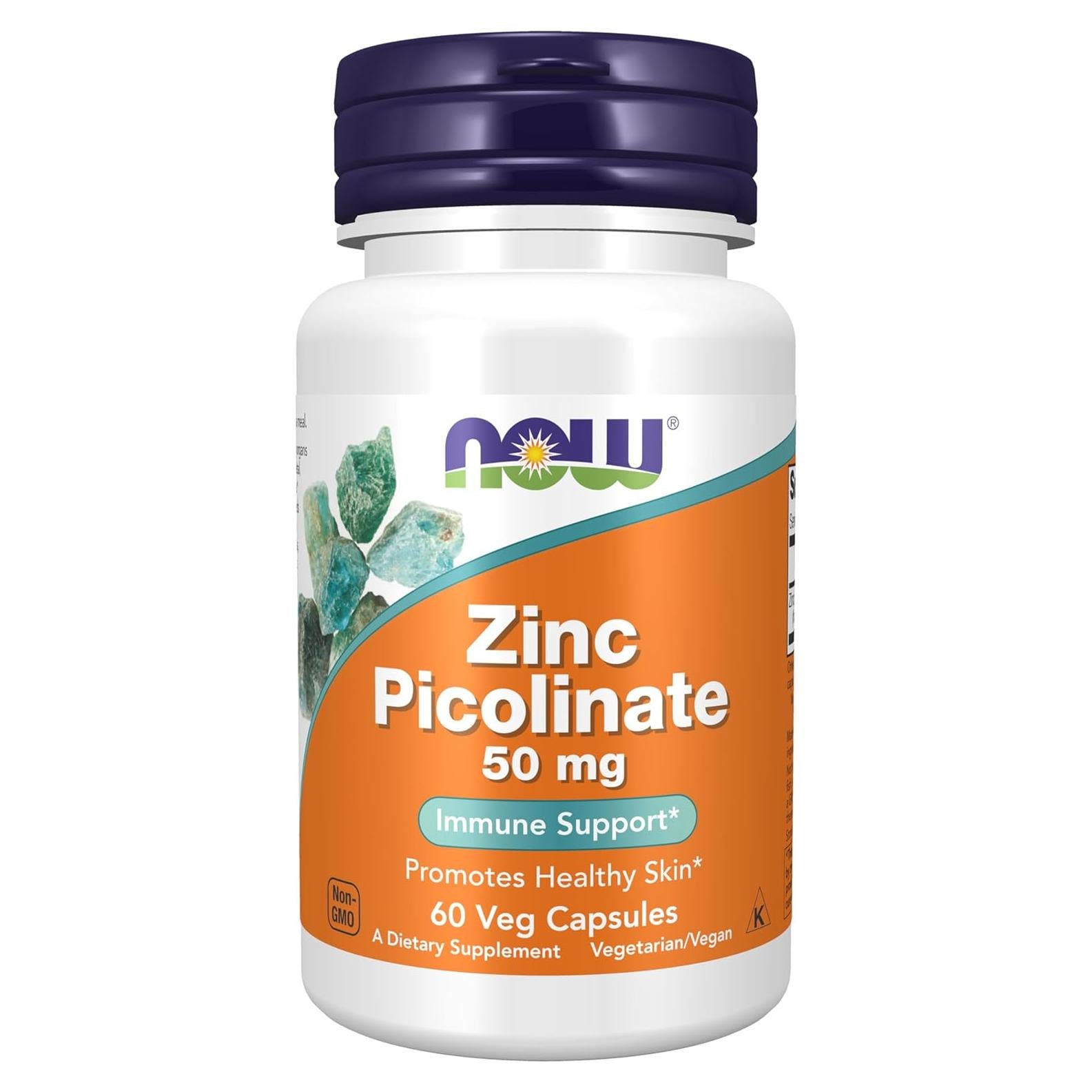 Suplemento Vegano NOW Foods Picolinato de Zinc 50 mg 60 Cápsulas