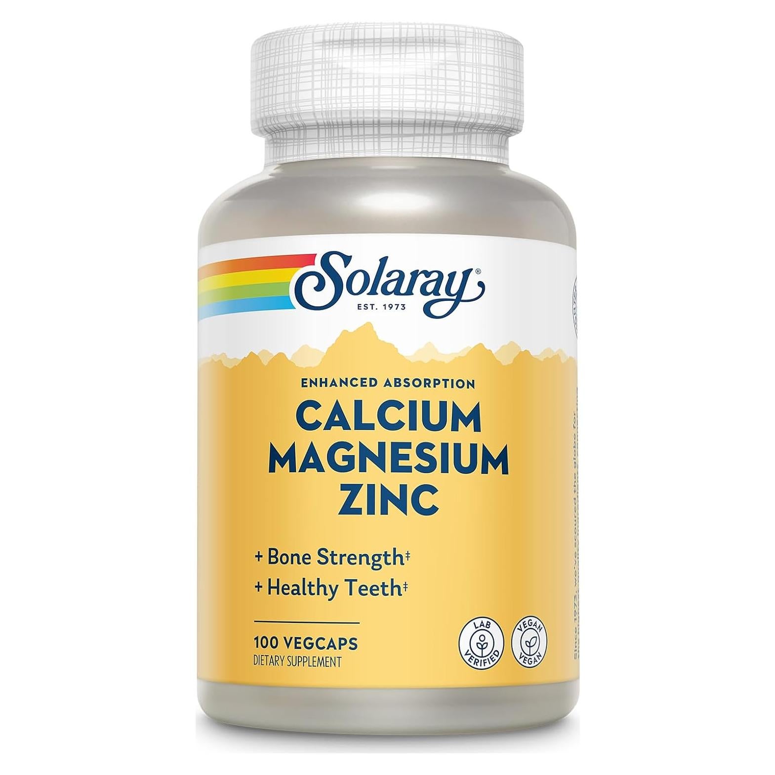 Suplemento Solaray Calcio Magnesio Zinc 1000mg 500mg 25 VegCaps