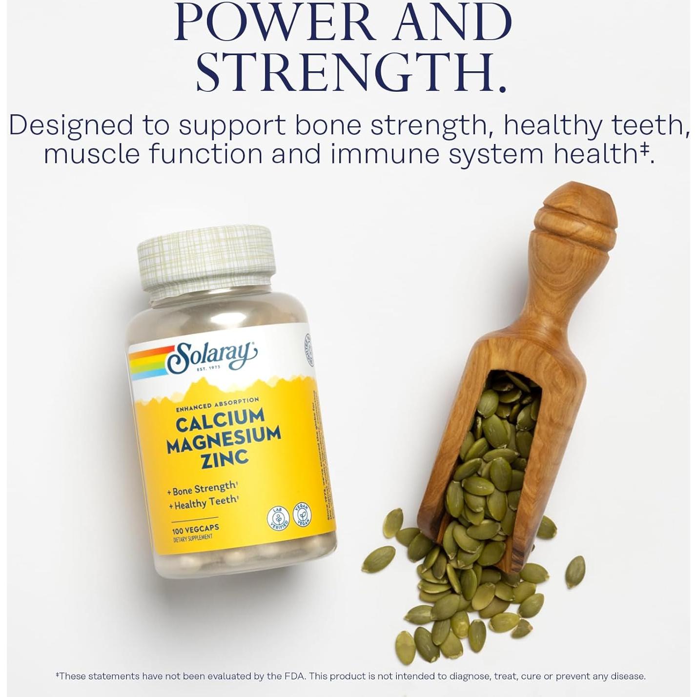 Suplemento Solaray Calcio Magnesio Zinc 1000mg 500mg 25 VegCaps