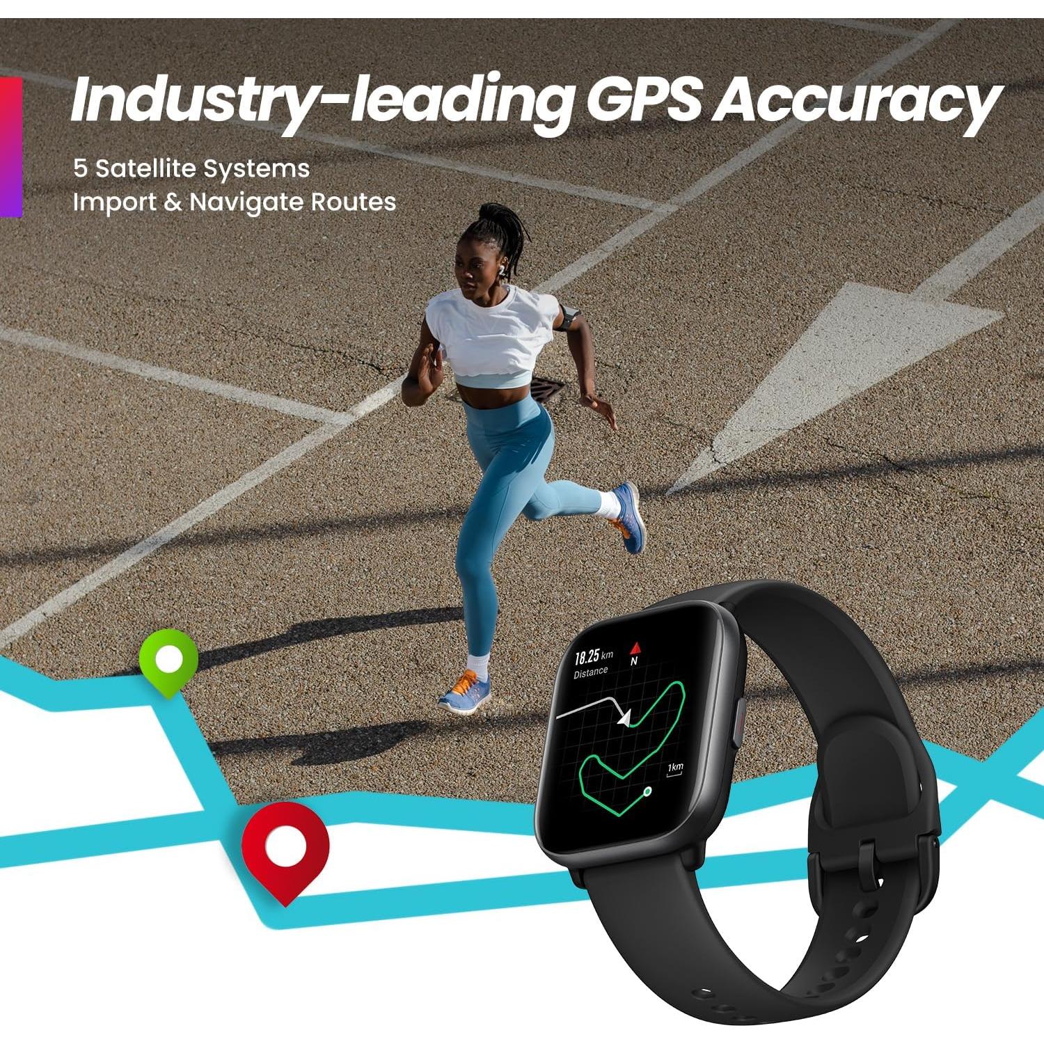 Reloj Inteligente Amazfit 42mm AI Fitness GPS Bluetooth Negro
