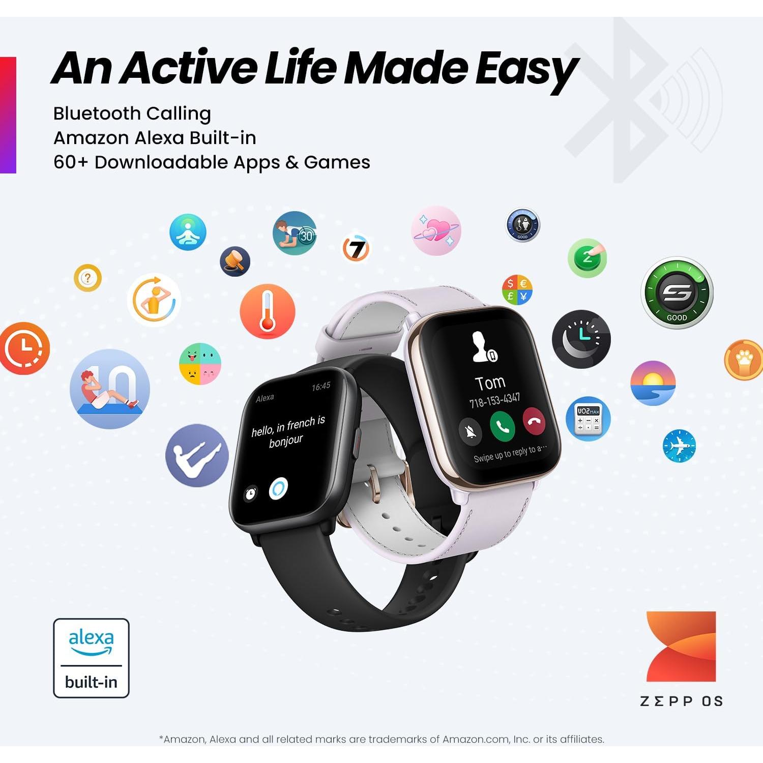 Reloj Inteligente Amazfit 42mm AI Fitness GPS Bluetooth Negro