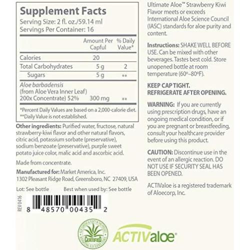 Jugo de Aloe Vera Ultimate Aloe 946 ml Sabor Fresa y Kiwi