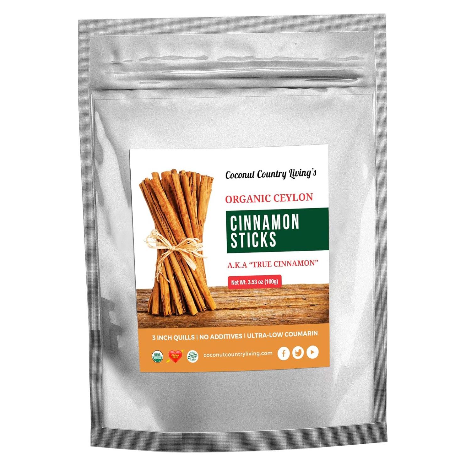 Palitos de Canela de Ceilán Orgánica 99 g - Coconut Country Living