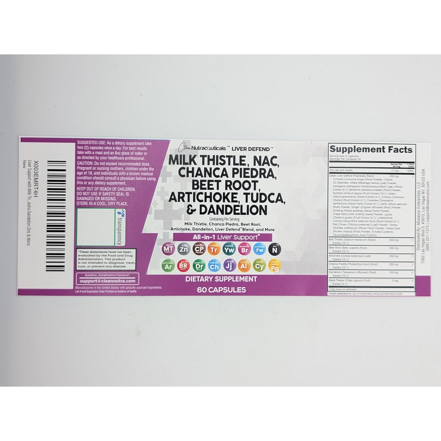 Suplemento Hepático Clean Nutraceuticals 60 Cápsulas 28 en 1