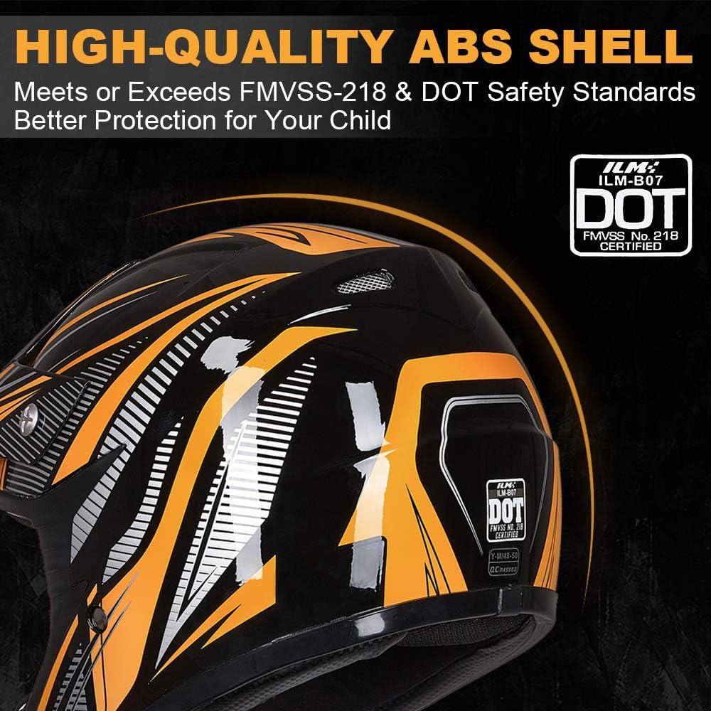 Casco ATV ILM para Niños XL Amarillo Negro con Gafas y Guantes