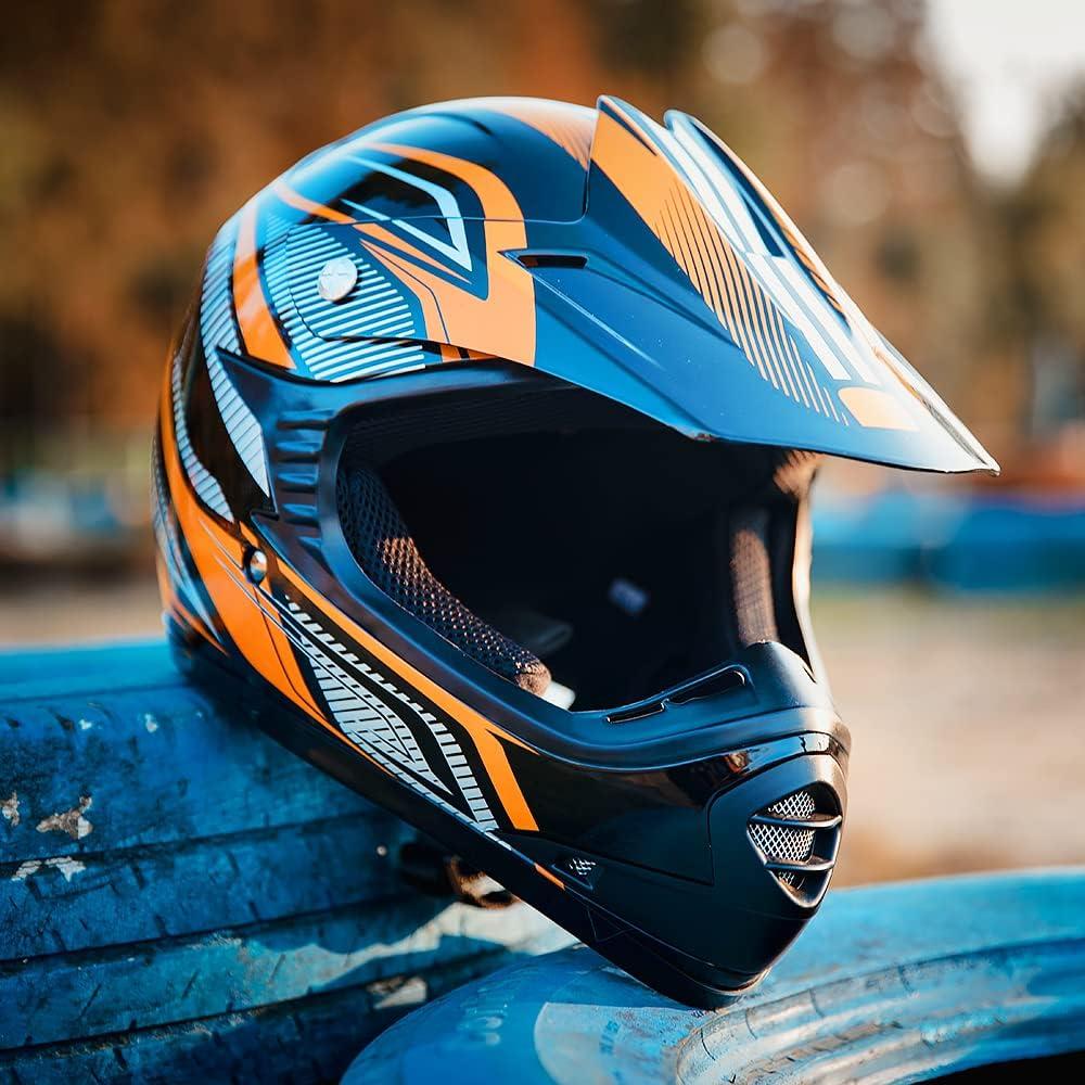 Casco ATV ILM para Niños XL Amarillo Negro con Gafas y Guantes