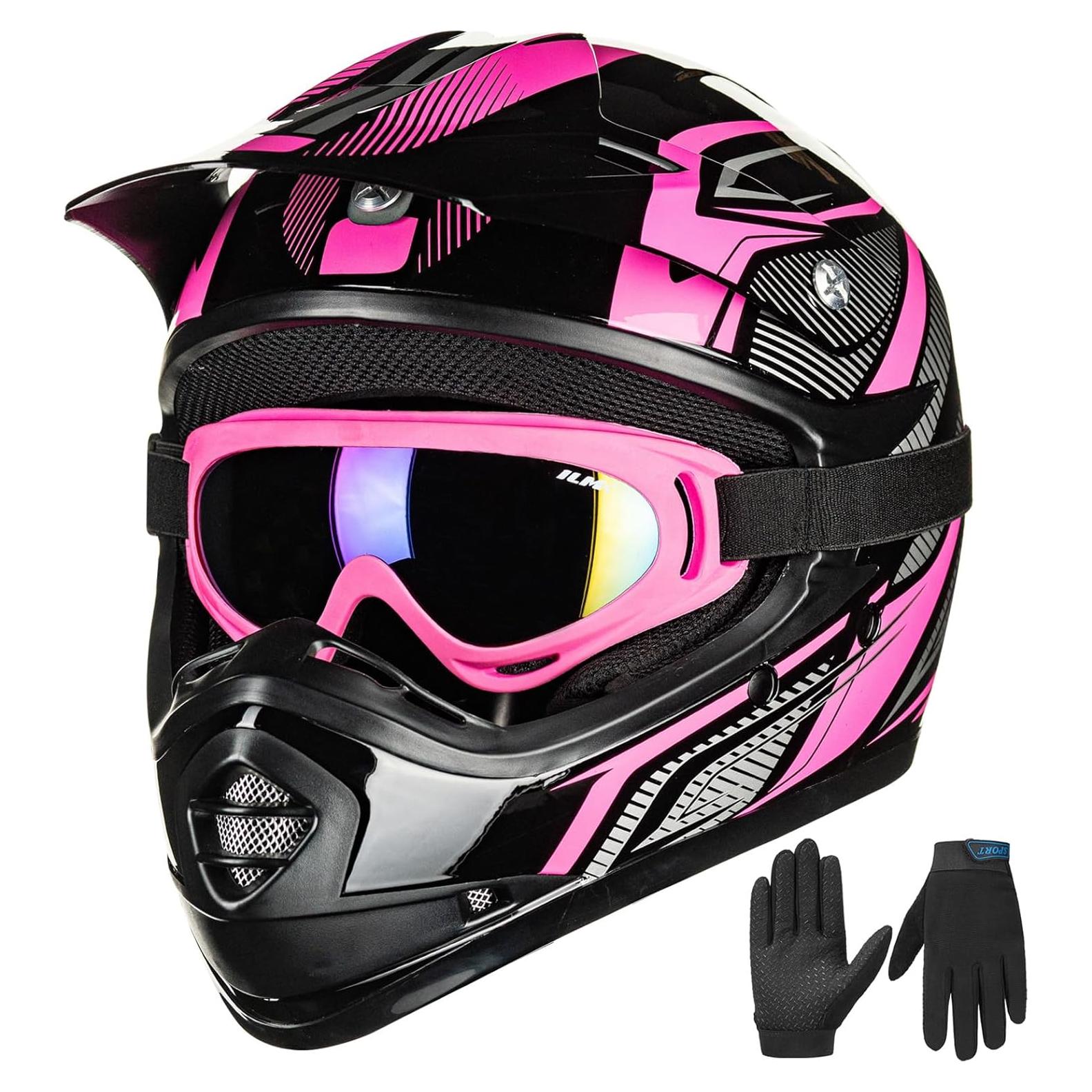 Casco de Motocross ILM B07 para Niños + Gafas y Guantes