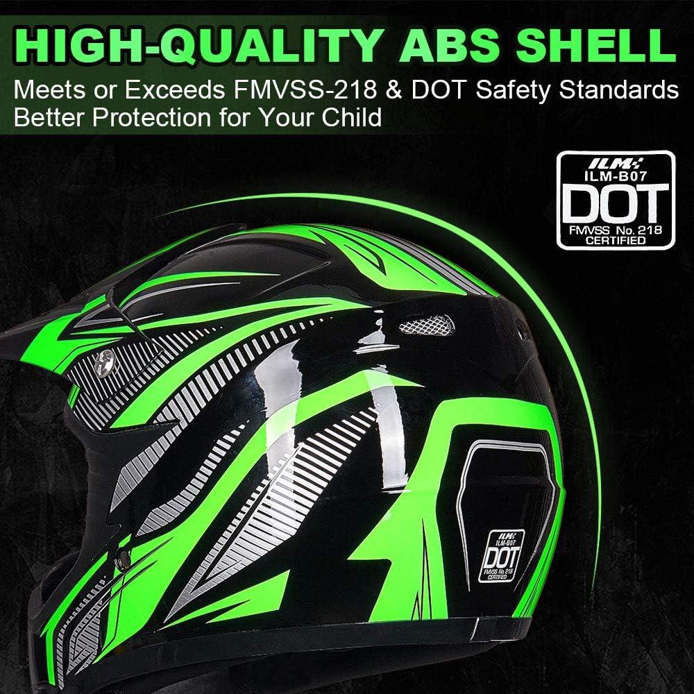 Casco ATV Niños ILM B07 Verde/Plata + Gafas y Guantes