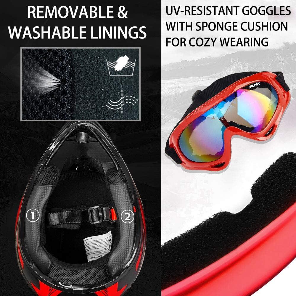 Casco ATV Niños ILM Juventud-M Rojo Plata con Gafas y Guantes