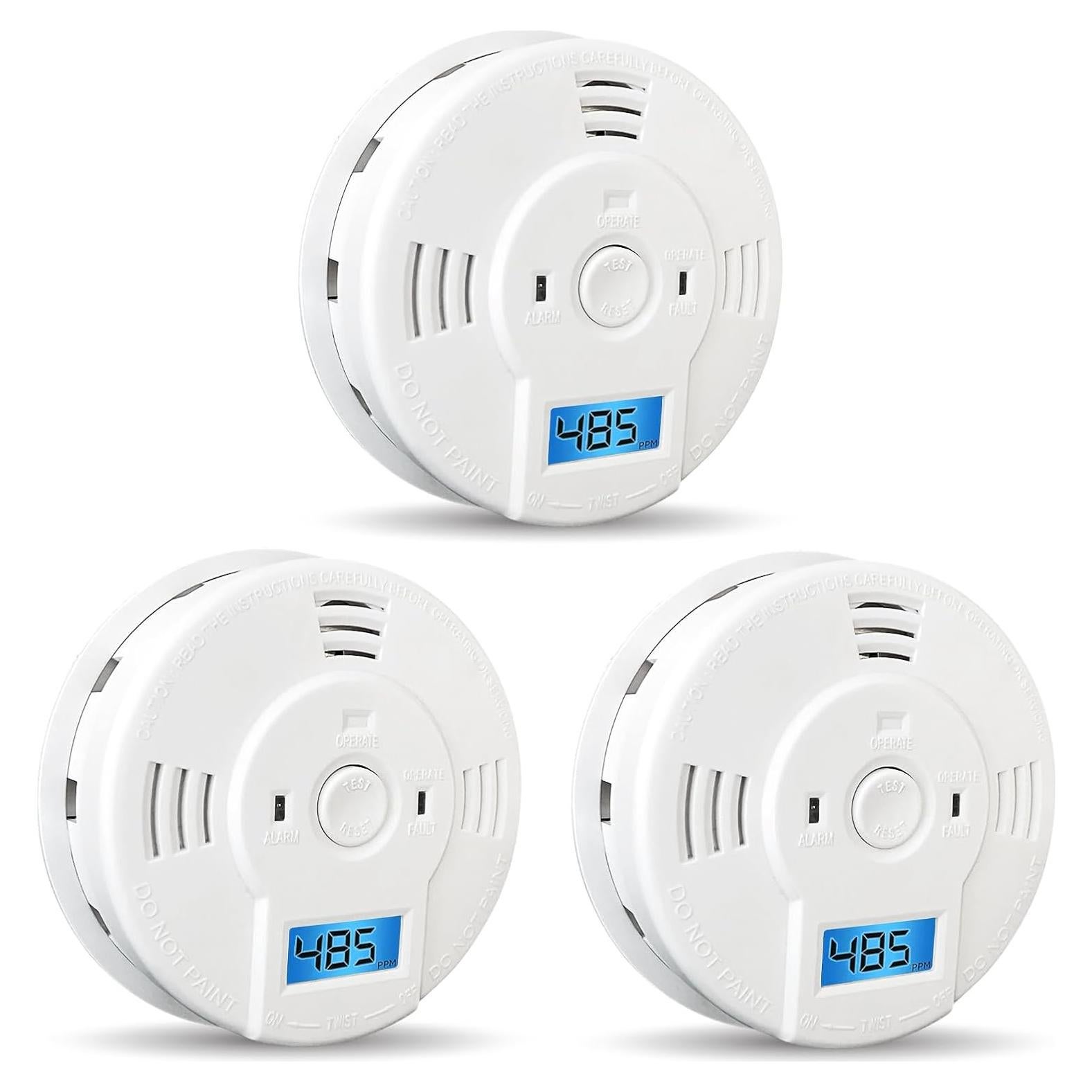 Detector de Humo y Monóxido de Carbono Shackcom, Paquete de 3