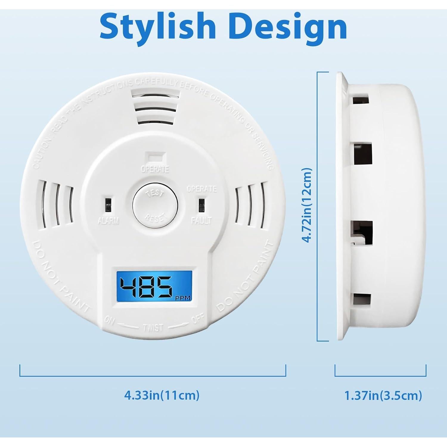 Detector de Humo y Monóxido de Carbono Shackcom, Paquete de 3
