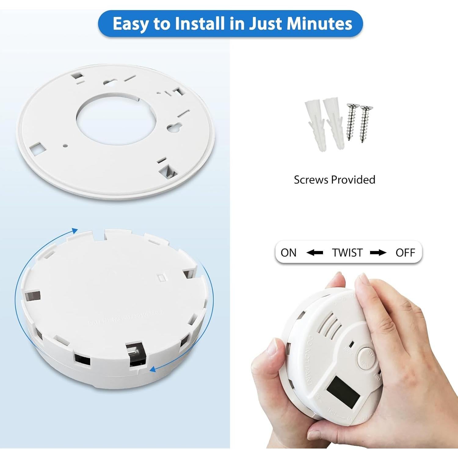 Detector de Humo y Monóxido de Carbono Shackcom, Paquete de 3