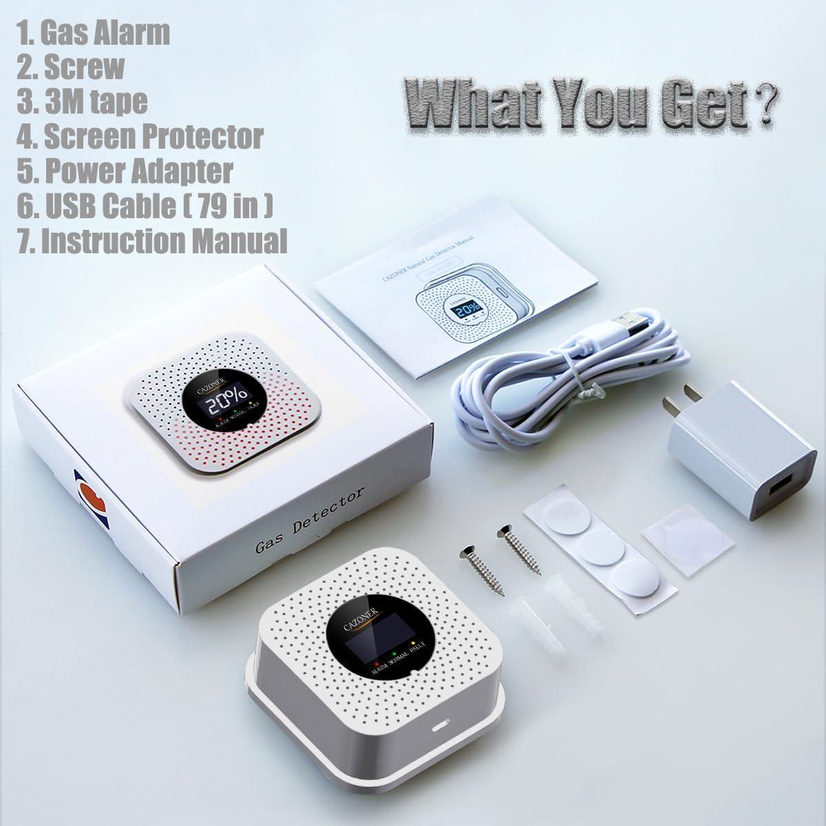 Detector de Gas CAZONER HD1002 USB Enchufable 10 Años Vida Útil