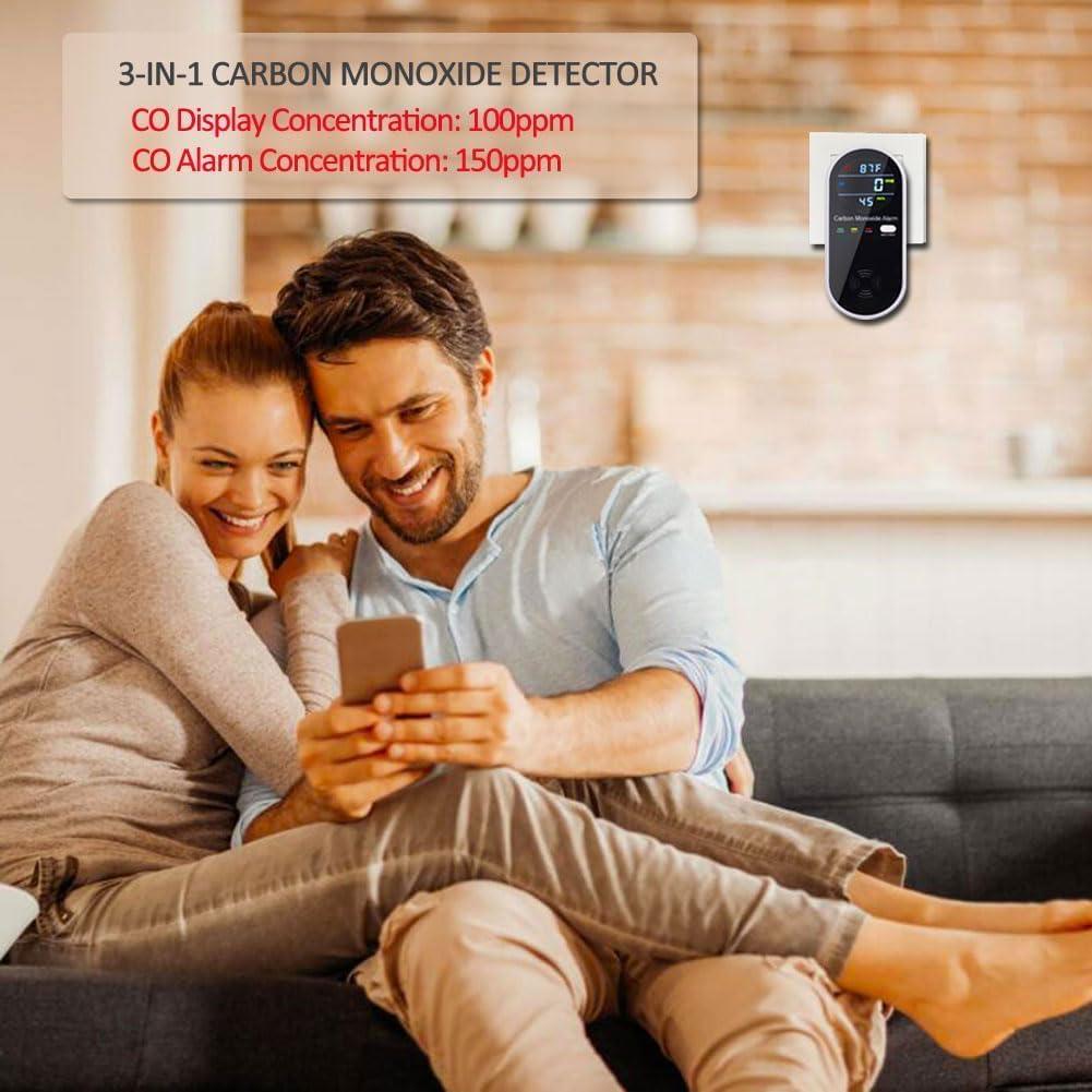 Detector de Monóxido de Carbono WESHLGD KH106 Enchufable 3 en 1