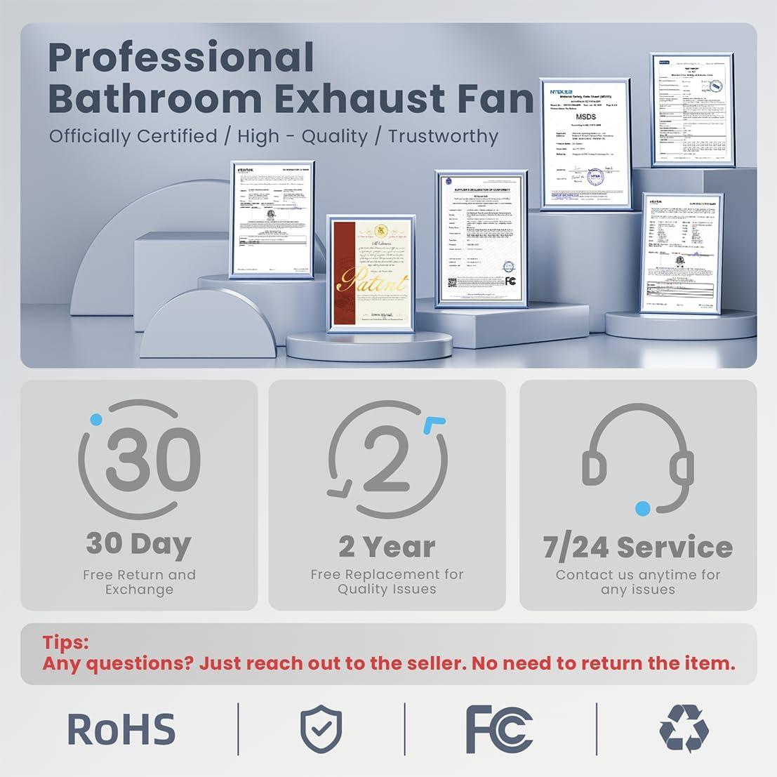 Ventilador Extractor de Baño RUBBUL P102A2 10cm Bajo Ruido