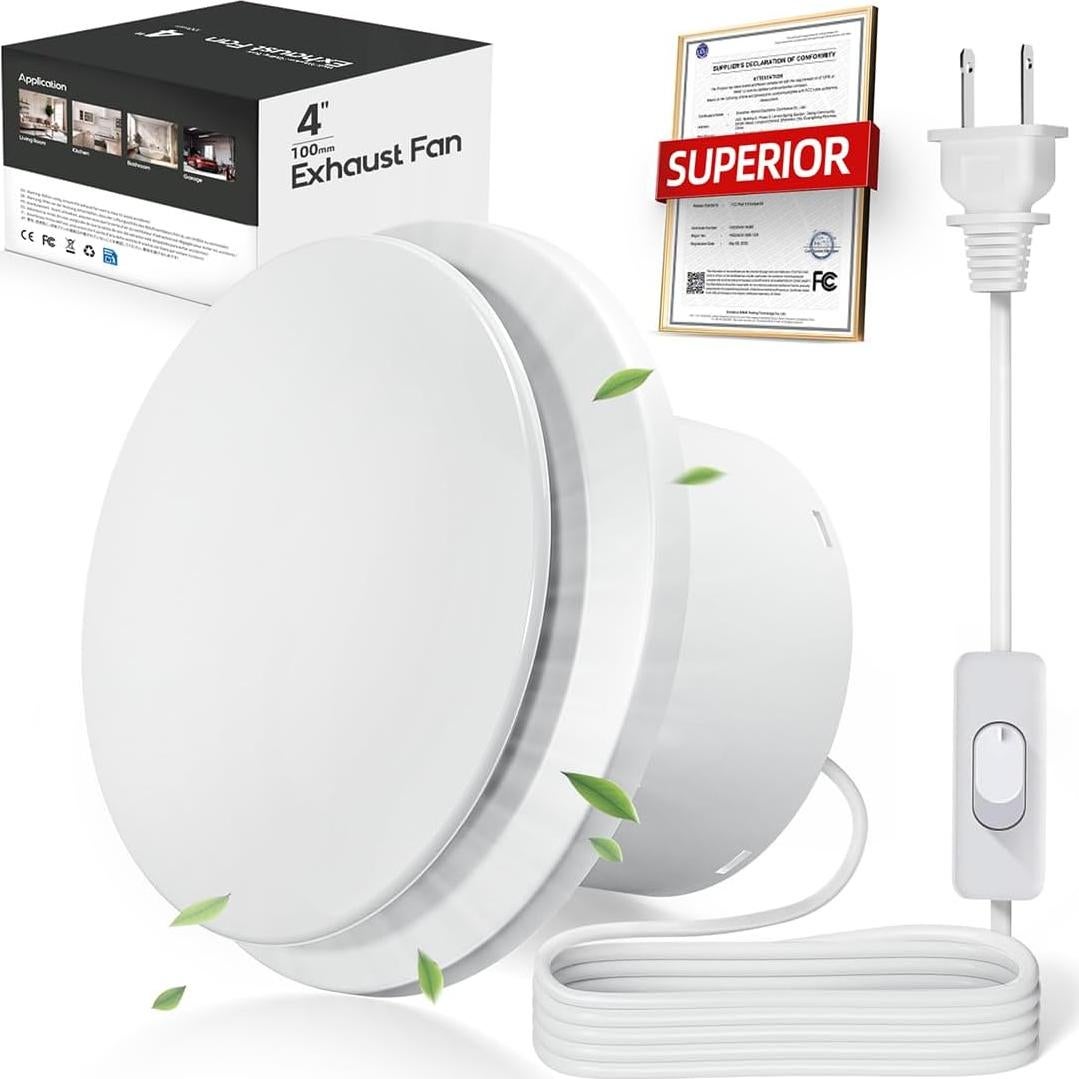 Ventilador Extractor de Baño RUBBUL P102A2 10cm Bajo Ruido