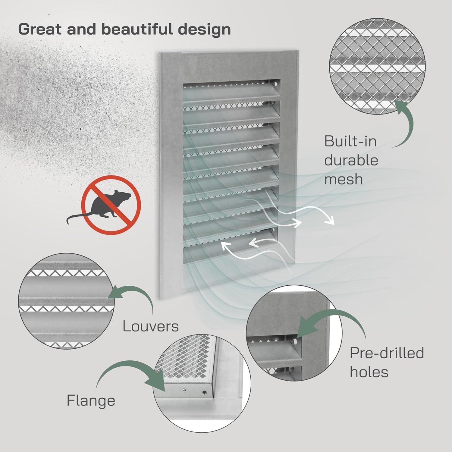 Rejilla de Ventilación 21 x 26 cm Vent Systems Galvanizada