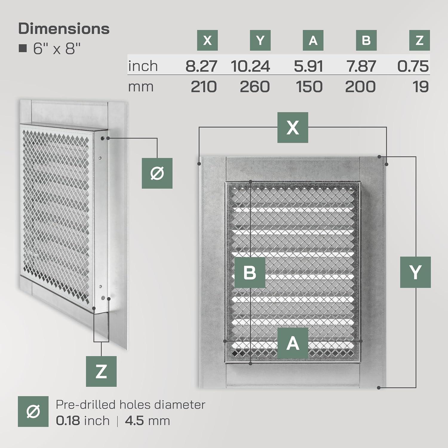 Rejilla de Ventilación 21 x 26 cm Vent Systems Galvanizada