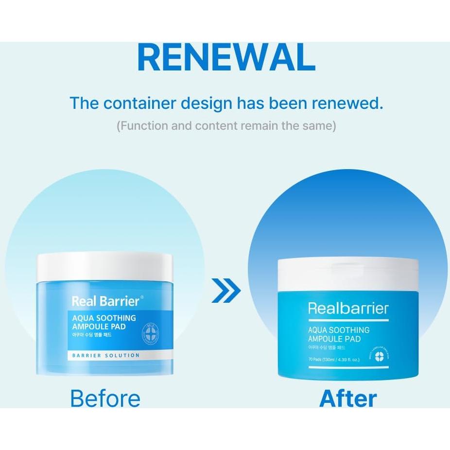 Real Barrier Aqua Soothing Ampoule Pad 70 Pads Hidratante Facial