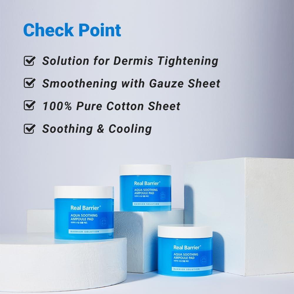 Real Barrier Aqua Soothing Ampoule Pad 70 Pads Hidratante Facial